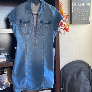Guess Denim Zipper Junior Size 9 Dress.